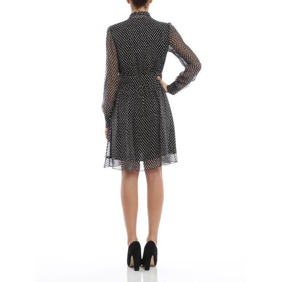 Diane von Furstenberg Arabella Polka Dot Sheer Sleeve Shirt Mini Dress Black 4 - Picture 2 of 6